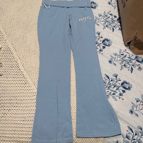 White Fox Boutique Pants - White Fox Light Blue Flared Sweatpants